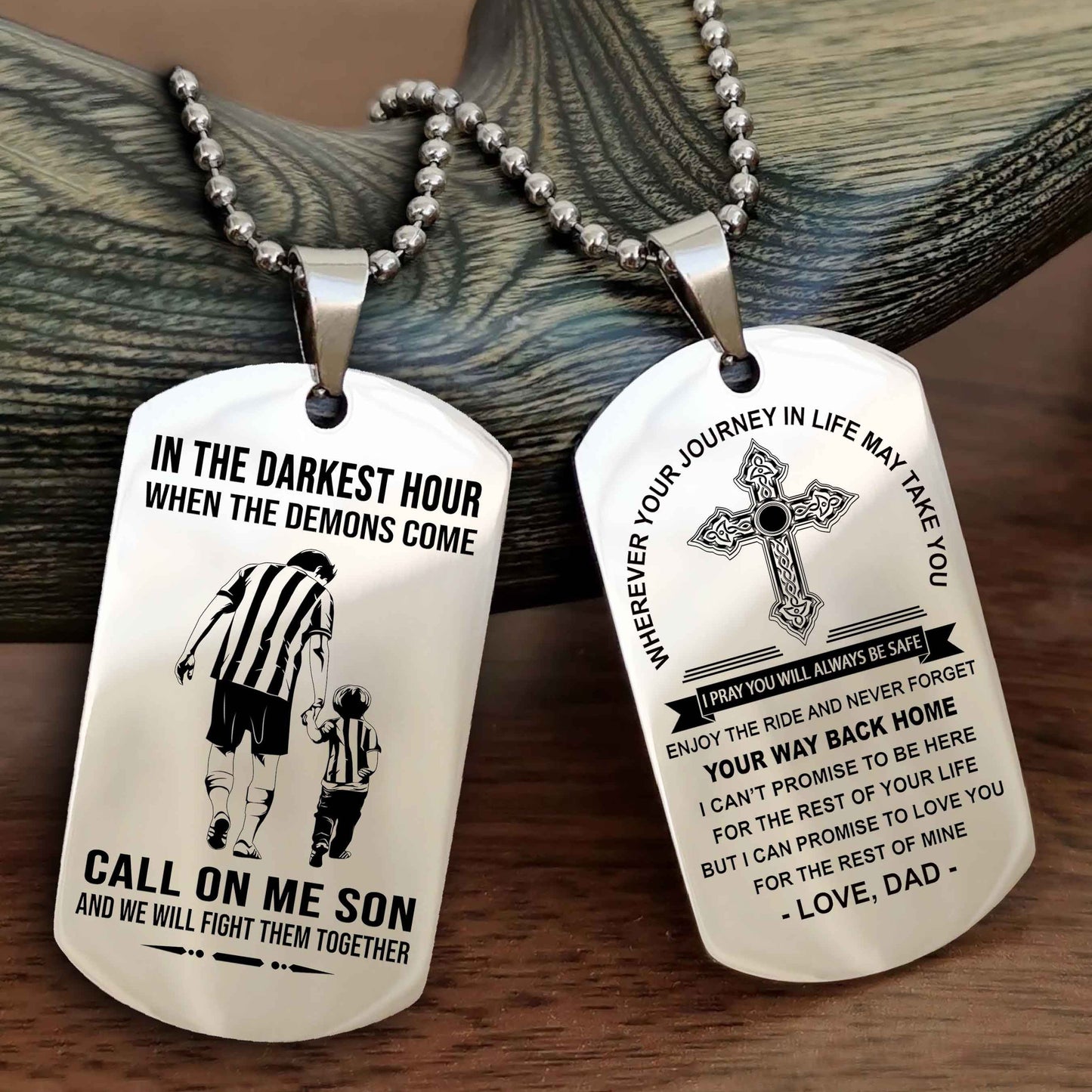 Knight Templar Double Sided Cross Dog Tag Call On Me Son - Gift For Son From Dad Your Way Back Home