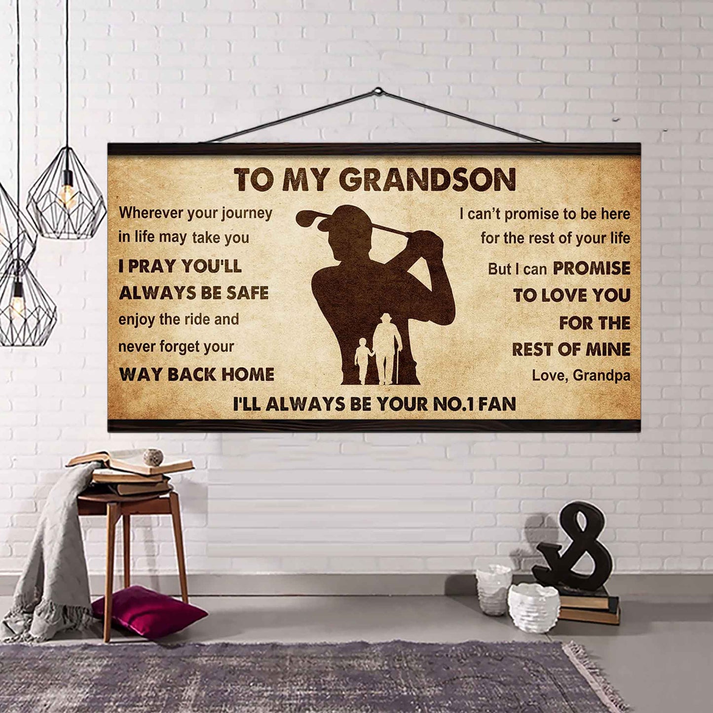 Personalized Sport Poster Canvas I'll Be Your No 1 Fan Grandpa To Grandson - Never Forget Your Way Back Home