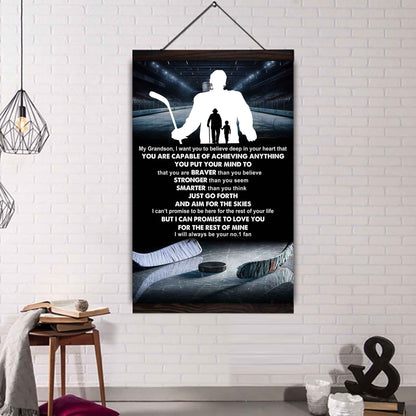 Tennis Poster Canvas Grandpa To Grandson - That You Are Braver Than You Believe You Are Capable Of I Will Always Your No 1 Fan