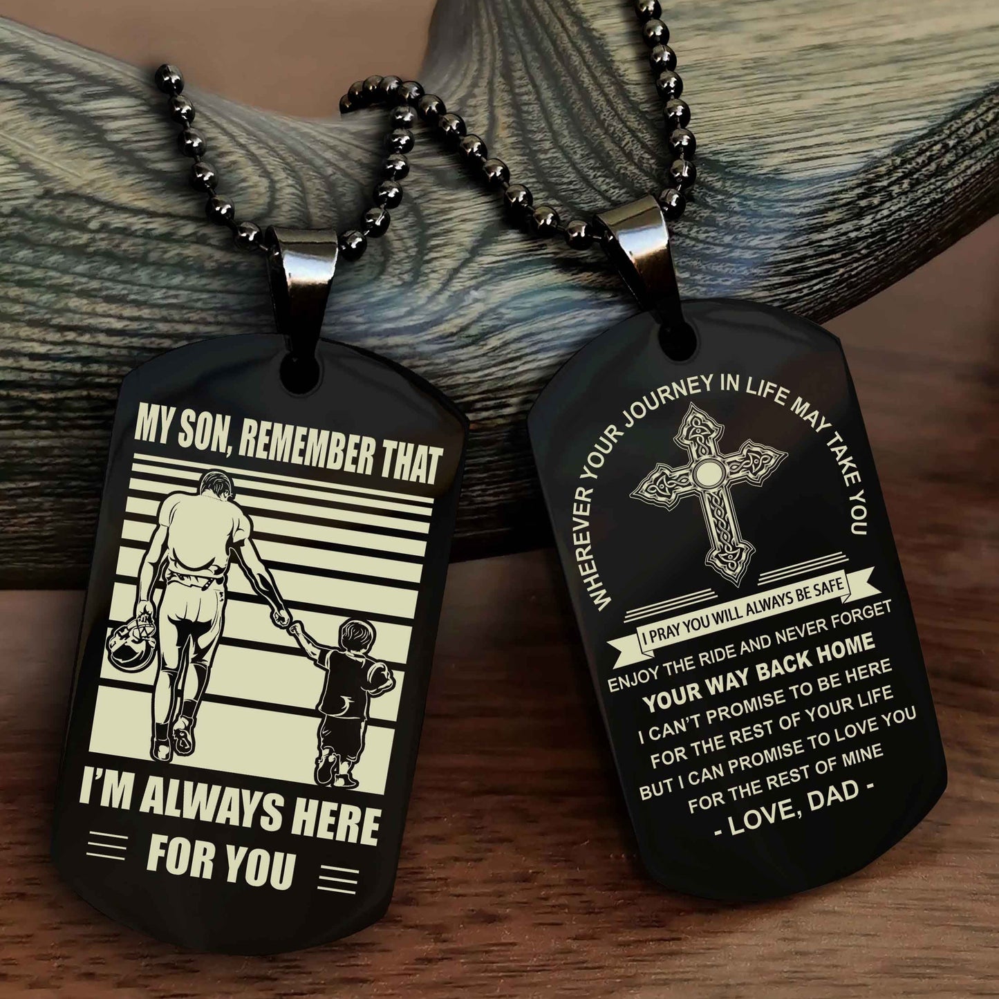 Knight Templar Cross Double Sided Dog Tag My Son Remember That - Gift For Son Enjoy The Ride Never Forget Your Way Back Home
