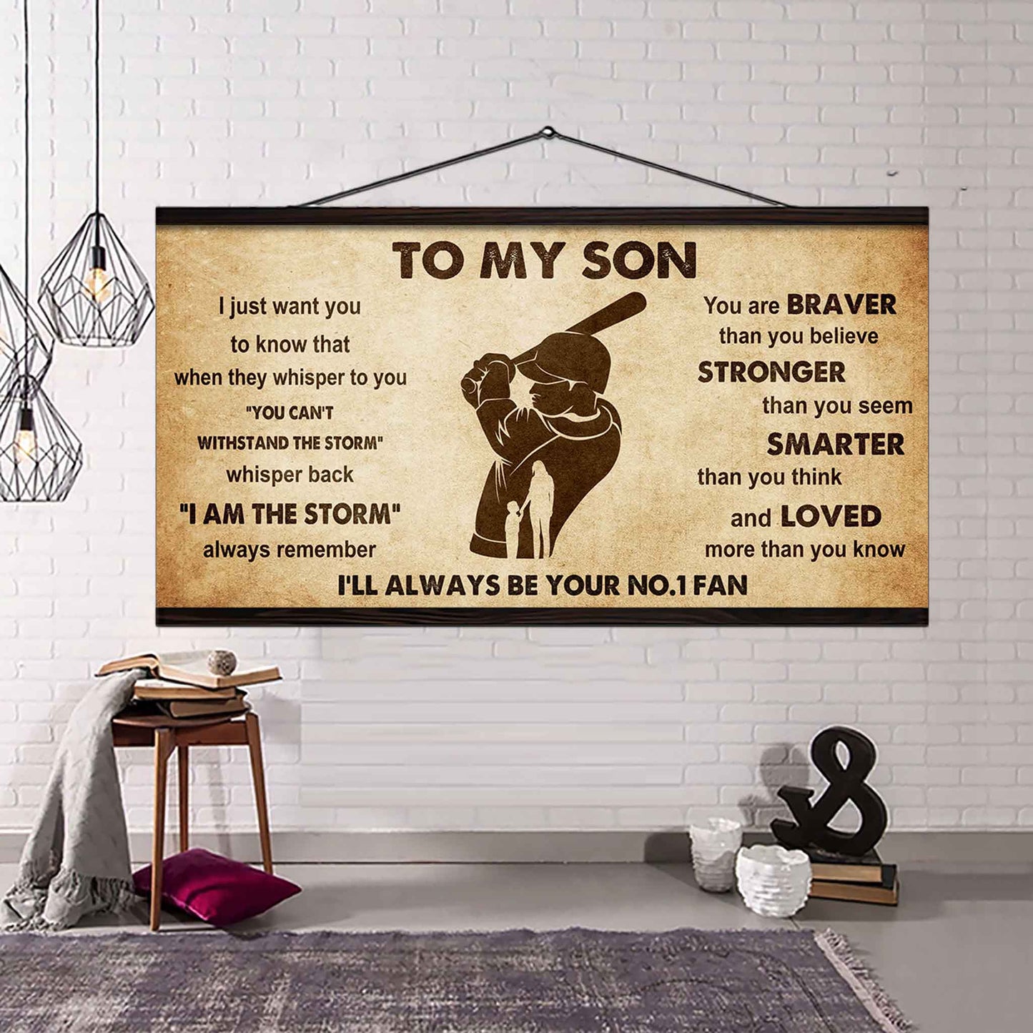 Personalized Sport Poster Canvas I'll Be Your No 1 Fan Mom To Son - Whisper Back I'm The Storm