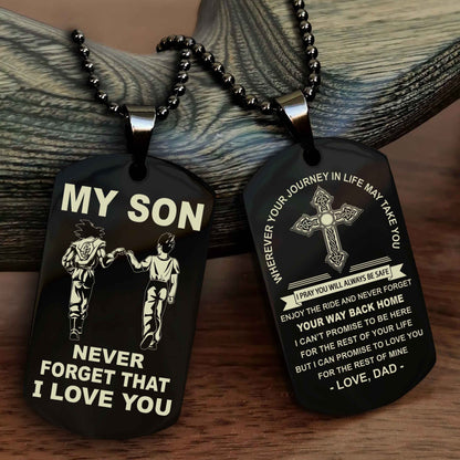 Knight Templar Cross Double Sided Dog Tag To My Son Never Forget That I Love You - Gift For Son Never Forget Your Way Back Home