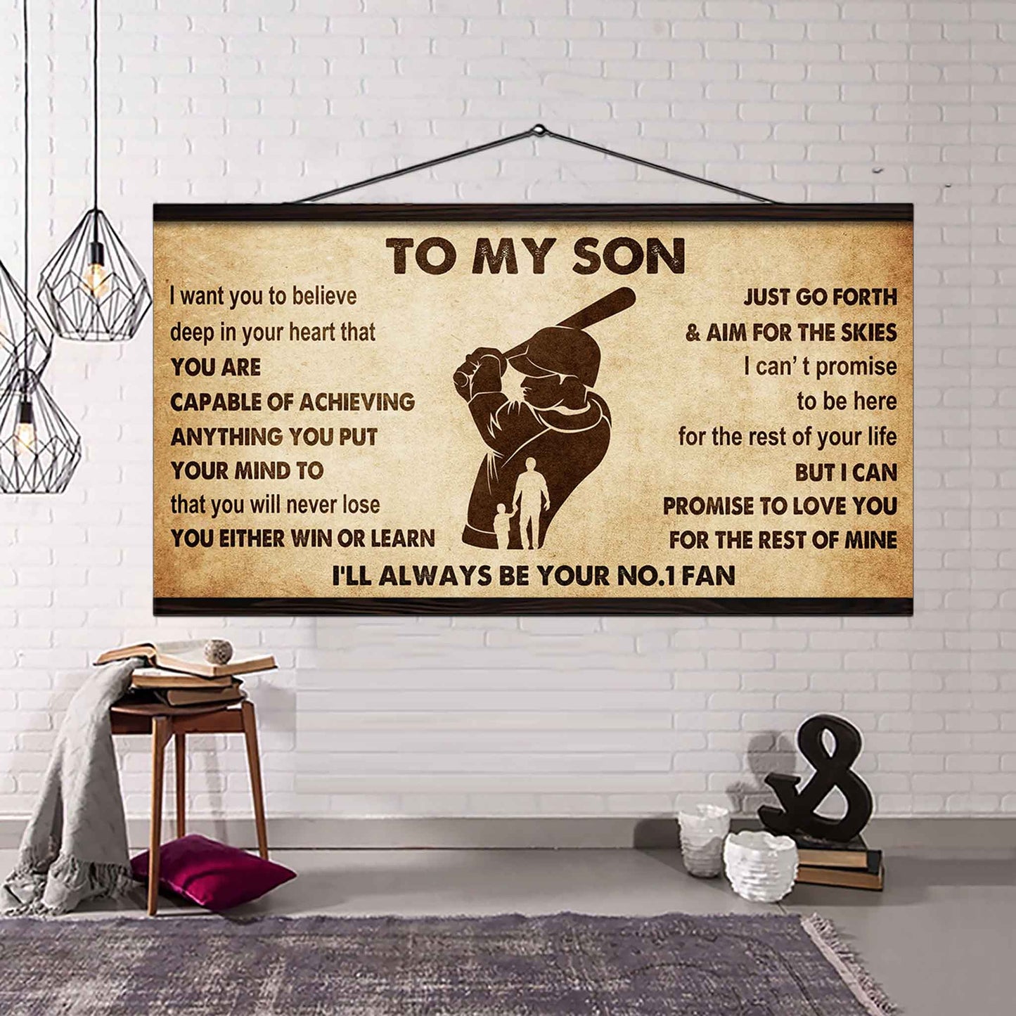 Personalized Sport Poster Canvas I'll Be Your No 1 Fan Dad To Son - You Will Never Lose You Either Win Or Learn