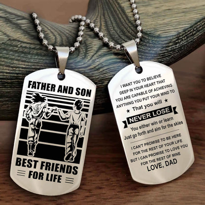 Knight Templar Personalized Double Sided Dog Tag Silver To My Son I Love You - You Will Never Lose You Either Win Or Learn From Dad To Son
