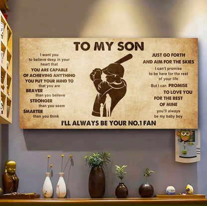 Personalized Sport Poster Canvas I'll Be Your No 1 Fan Mom To Son - That You Are Braver Than You Believe Just Go Forth