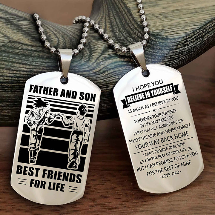 Knight Templar Personalized Double Sided Dog Tag Black To My Son I Love You - Enjoy The Ride And Never Forget Your Way Back Home From