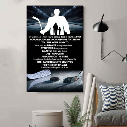 Tennis Poster Canvas Grandpa To Grandson - That You Are Braver Than You Believe You Are Capable Of I Will Always Your No 1 Fan