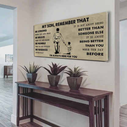 Personalized DRB Poster Canvas - My Son Remember That Be Strong When You Are Weak Be Badass Everyday