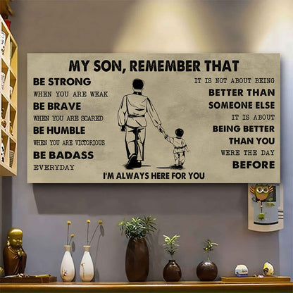 Personalized Sport Poster Canvas - My Son Remember That Be Strong When You Are Weak Be Badass Everyday