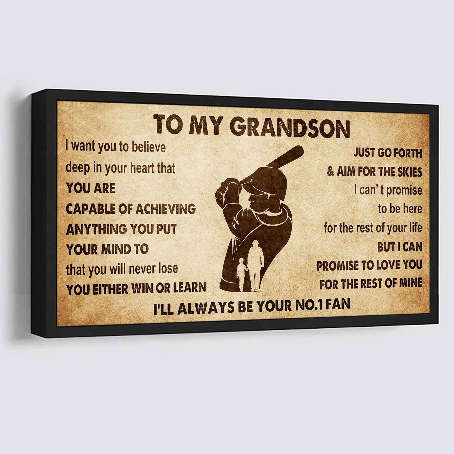 Personalized Sport Poster Canvas I'll Be Your No 1 Fan Grandpa To Grandson - You Will Never Lose You Either Win Or Learn