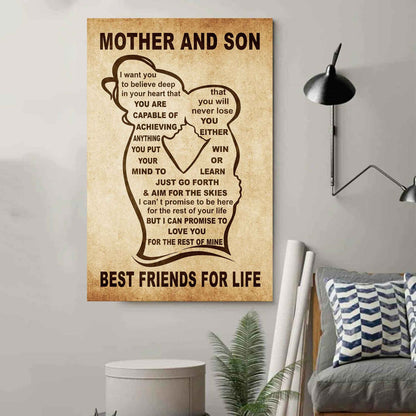 Personalized Family Poster Canvas Mother And Son Best Friend For Life Gift From Mom Gift For Your Son With Motivational Message