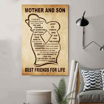Personalized Family Poster Canvas Mother And Son Best Friend For Life Gift From Mom Gift For Your Son With Motivational Message