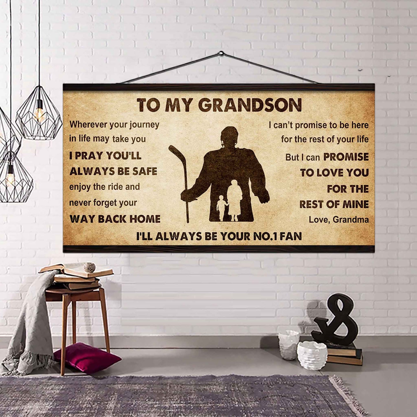 Personalized Sport Baseball Poster Canvas I'll Be Your No 1 Fan Grandma To Grandson - Never Forget Your Way Back Home