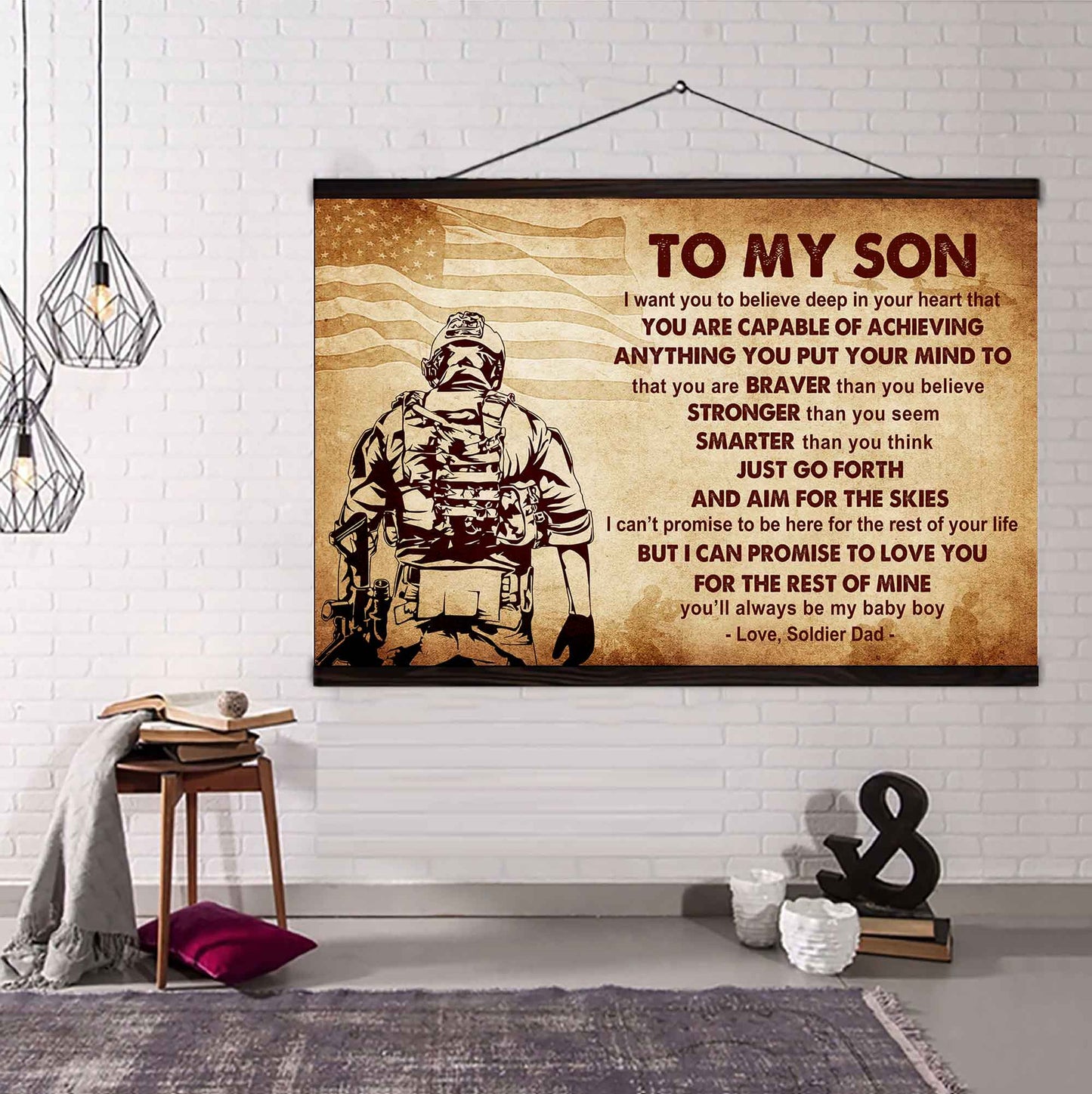 New Version Warrior Poster Canvas Just Go Forth And Aim For The Skies From Dad To Son Gift For Your Son Motivational Quotes