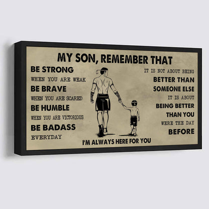 Personalized Sport Poster Canvas - My Son Remember That Be Strong When You Are Weak Be Badass Everyday