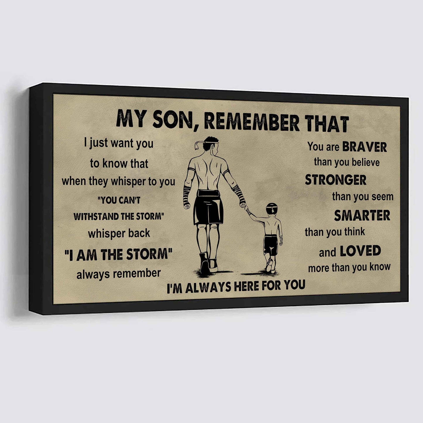 Personalized Sport Poster Canvas -  My Son Remember That Whisper Back I Am The Storm