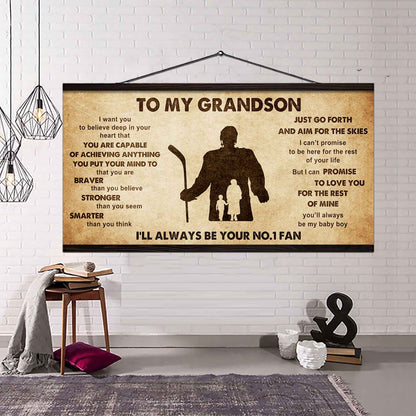 Personalized Sport Poster Canvas I'll Be Your No 1 Fan Grandma To Grandson - That You Are Braver Than You Believe Just Go Forth