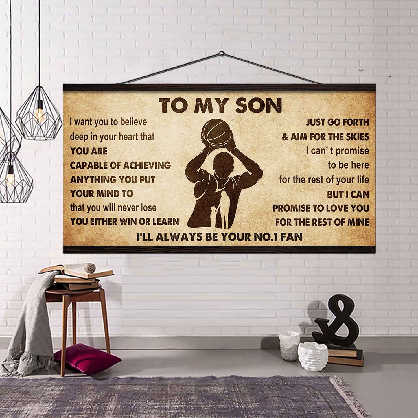 Personalized Sport Poster Canvas I'll Be Your No 1 Fan Mom To Son - You Will Never Losse You Either Win Or Learn
