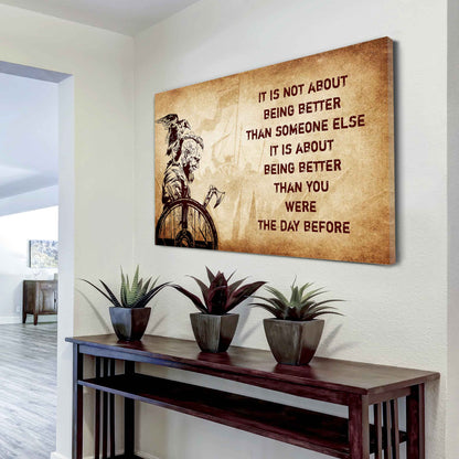 Soldier Poster Canvas It's Not About Being Better Than Someone Else Best Gifts Motivation Quotes (Copy)