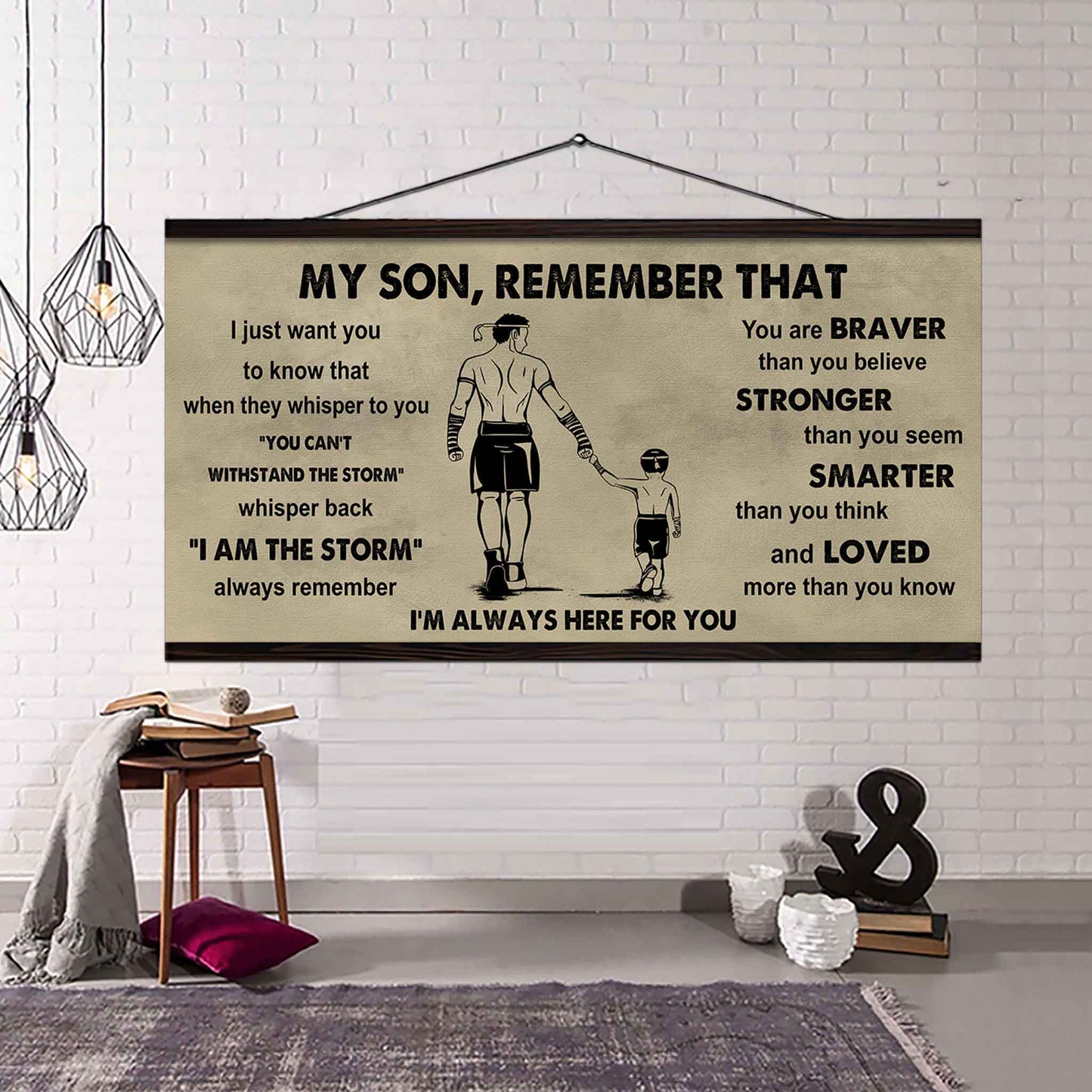 Personalized Sport Poster Canvas -  My Son Remember That Whisper Back I Am The Storm