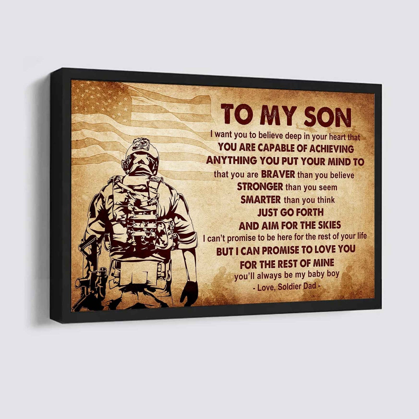 New Version Warrior Poster Canvas Just Go Forth And Aim For The Skies From Dad To Son Gift For Your Son Motivational Quotes