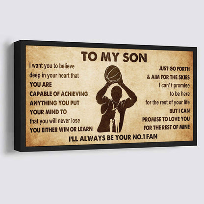 Personalized Sport Poster Canvas I'll Be Your No 1 Fan Mom To Son - You Will Never Losse You Either Win Or Learn
