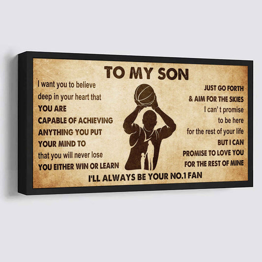 Personalized Sport Poster Canvas I'll Be Your No 1 Fan Mom To Son - You Will Never Losse You Either Win Or Learn
