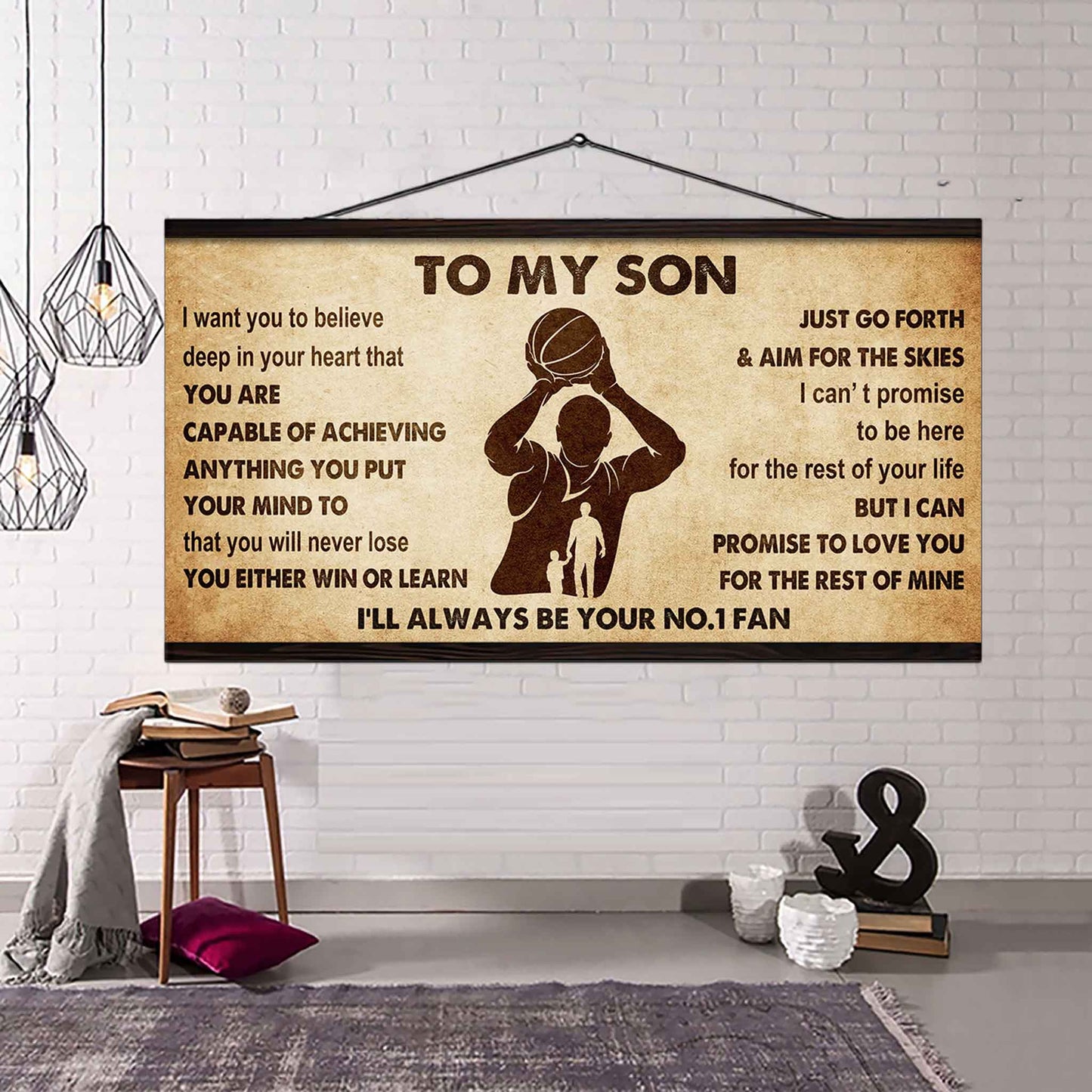 Personalized Sport Poster Canvas I'll Be Your No 1 Fan Dad To Son - You Will Never Lose You Either Win Or Learn