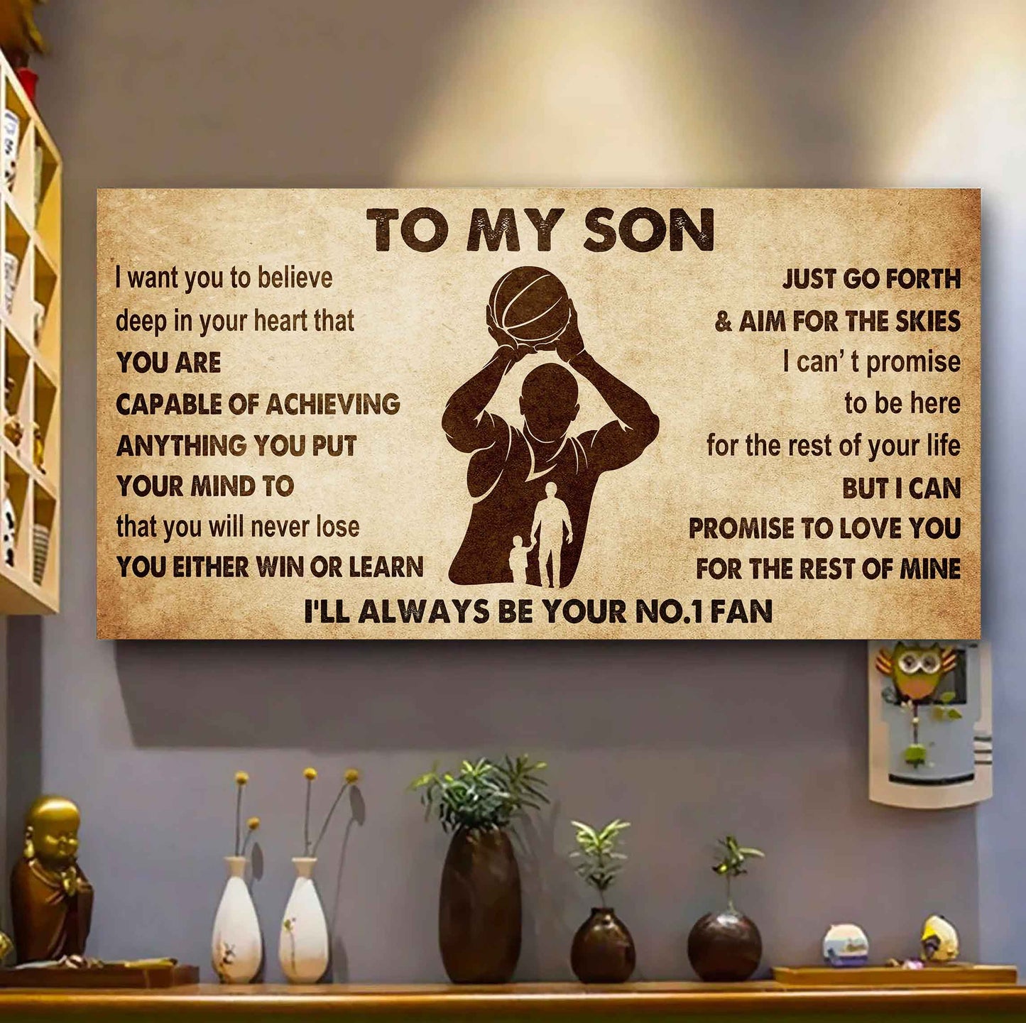 Personalized Sport Poster Canvas I'll Be Your No 1 Fan Dad To Son - You Will Never Lose You Either Win Or Learn