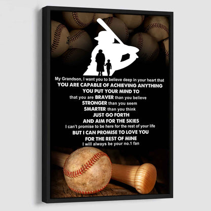 Tennis Poster Canvas Grandma To Grandson - That You Are Braver Than You Believe You Are Capable Of I Will Always Your No 1 Fan