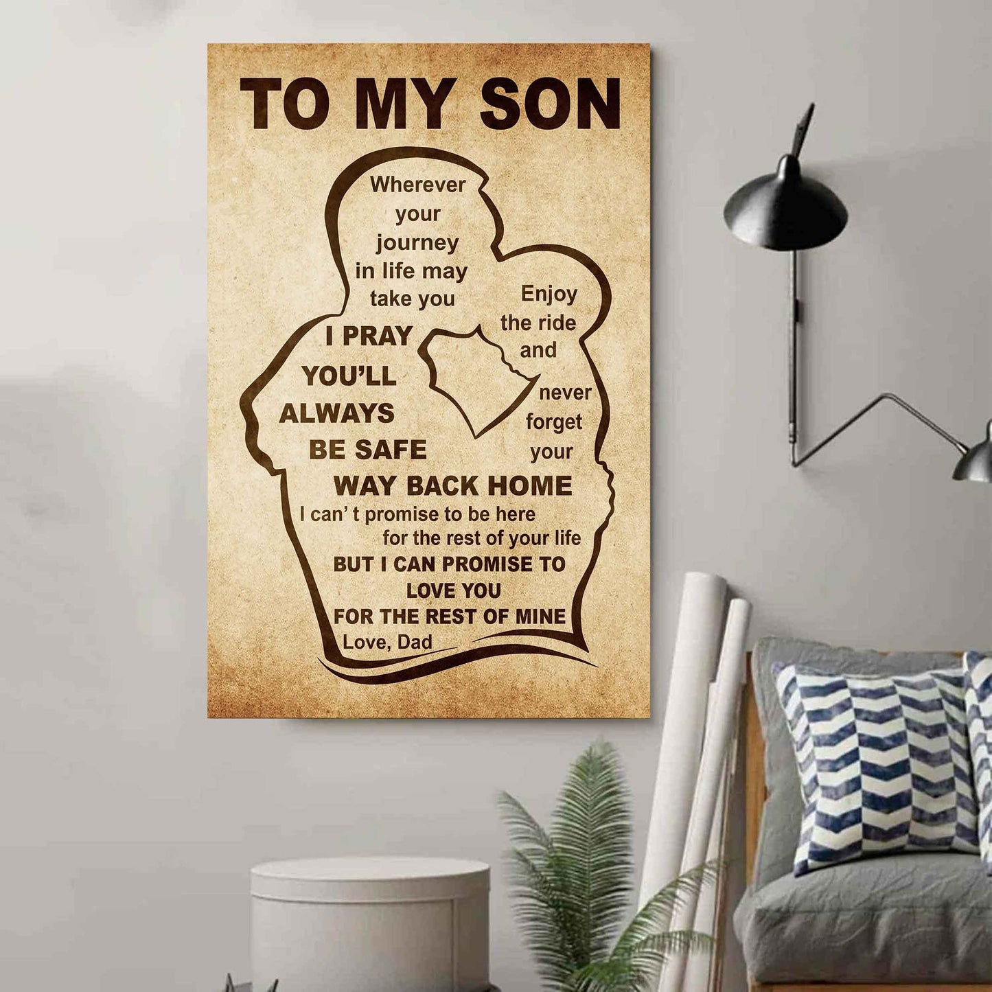 Personalized Family Poster Canvas Never Forget Your Way Back Home To My Son Gift From Dad Gift For Your Son