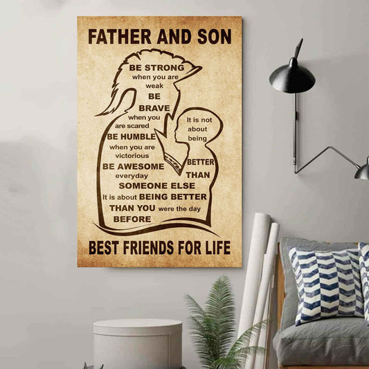 Personalized Family Poster Canvas Be Strong When You Are Weak Be Badass Everyday To My Son Gift From Dad With Motivational Message Quotes