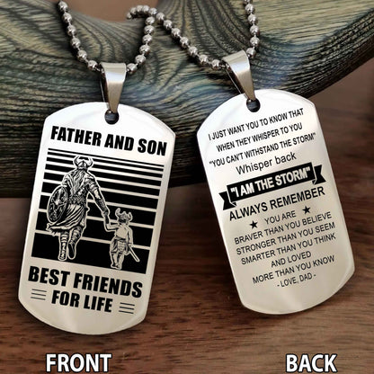 Knight Templar Personalized Double Sided Dog Tag Silver To My Son I Love You - Whisper Back I'm The Storm