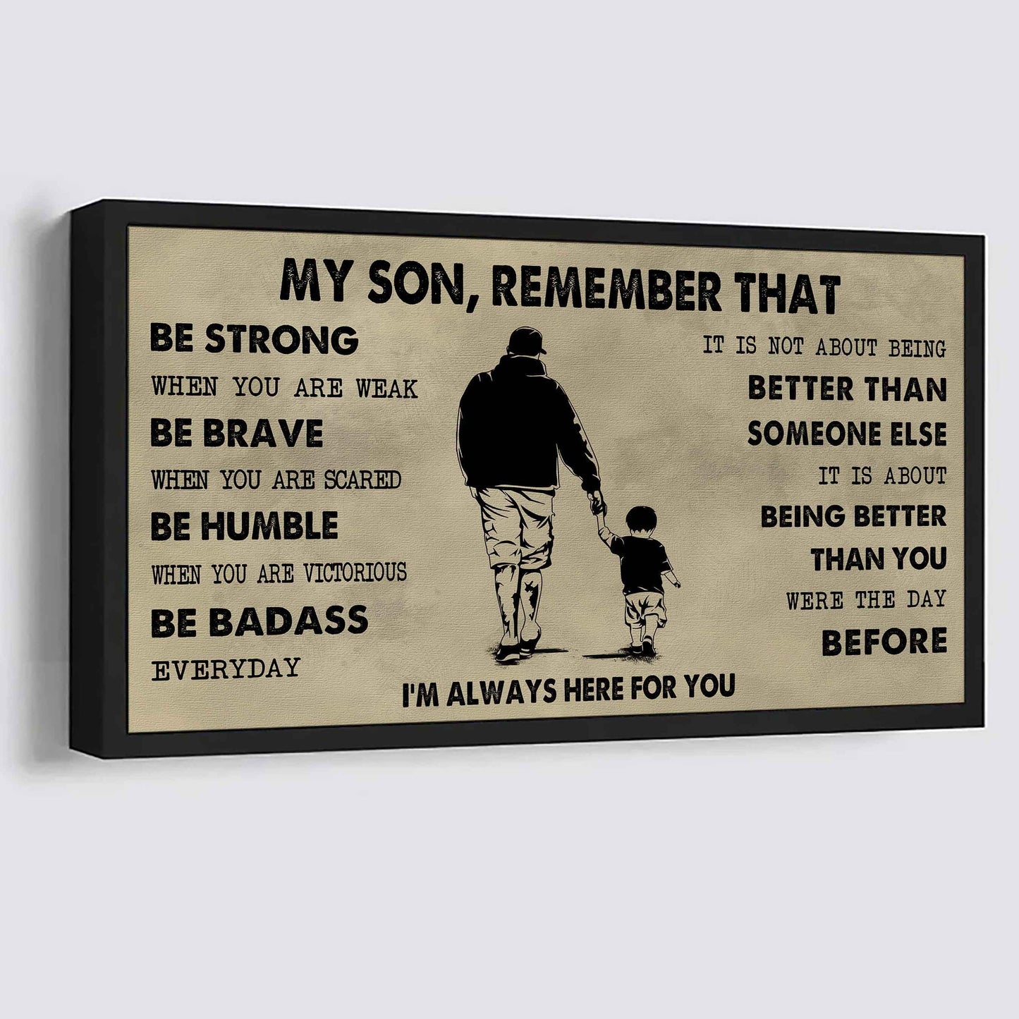 Personalized Sport Poster Canvas - My Son Remember That Be Strong When You Are Weak Be Badass Everyday
