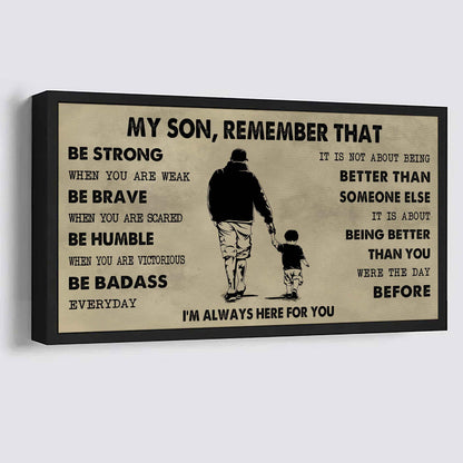 Personalized Sport Poster Canvas - My Son Remember That Be Strong When You Are Weak Be Badass Everyday