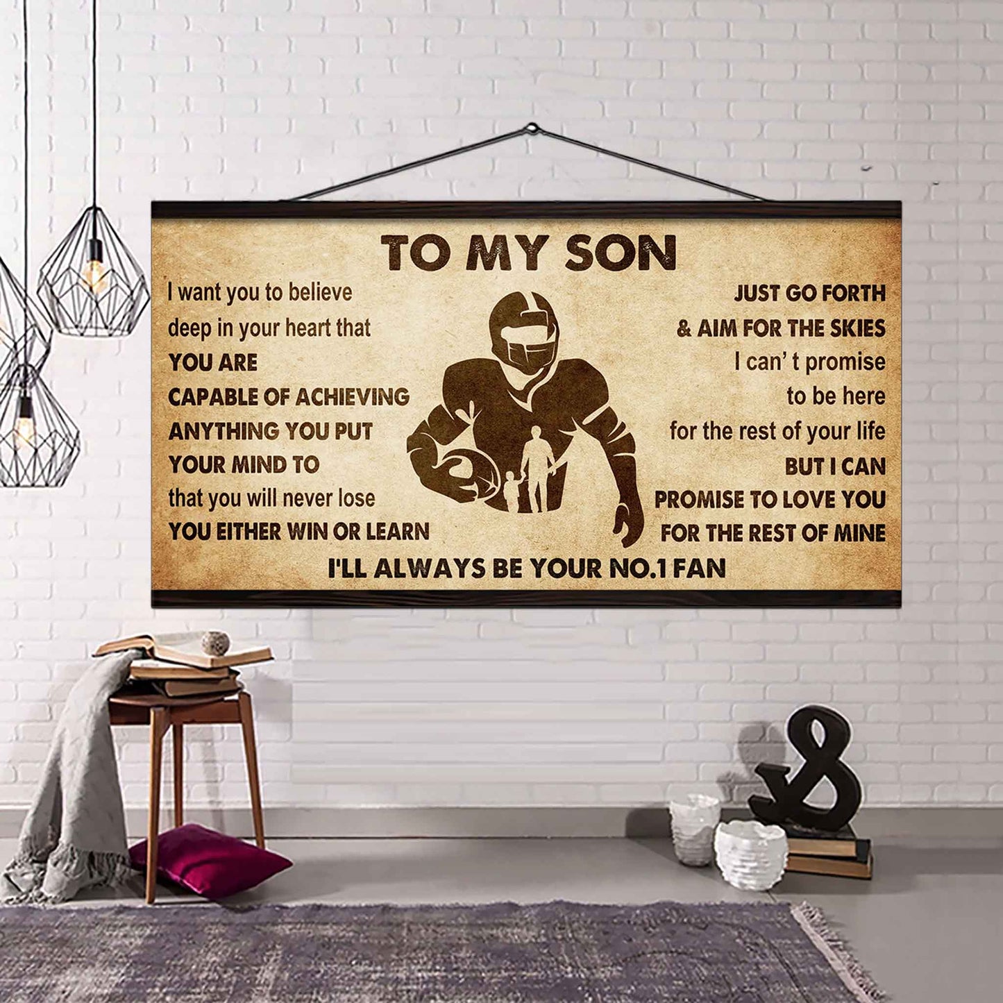 Personalized Sport Poster Canvas I'll Be Your No 1 Fan Dad To Son - You Will Never Lose You Either Win Or Learn