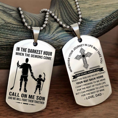 Knight Templar Double Sided Cross Dog Tag Call On Me Son - Gift For Son From Dad Your Way Back Home