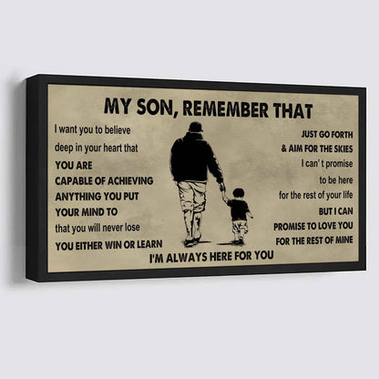 Personalized Sport Poster Canvas -  My Son Remember That You Will Never Lose You Either Win Or Learn