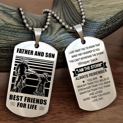 Knight Templar Personalized Double Sided Dog Tag Silver To My Son I Love You - Whisper Back I'm The Storm