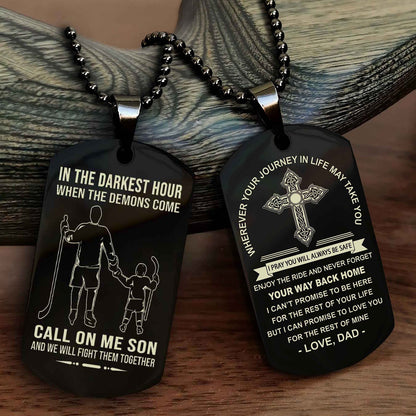 Knight Templar Double Sided Cross Dog Tag Call On Me Son - Gift For Son From Dad Your Way Back Home