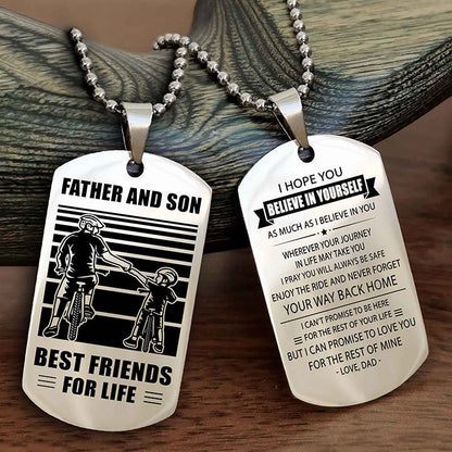 Knight Templar Personalized Double Sided Dog Tag Black To My Son I Love You - Enjoy The Ride And Never Forget Your Way Back Home From