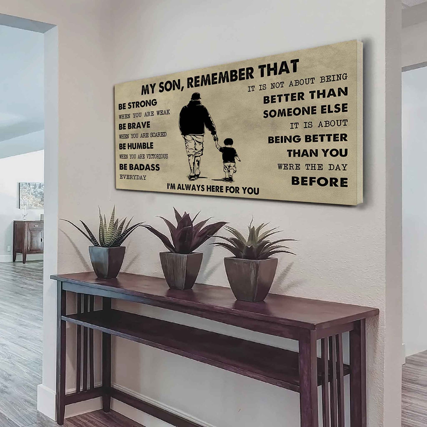 Personalized DRB Poster Canvas - My Son Remember That Be Strong When You Are Weak Be Badass Everyday
