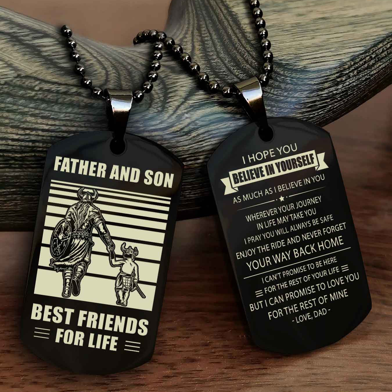 New Viking Double Side Dog Tag Father And Son Best Friends For Life From Dad To Son With Message On The Back Gift For Your Son