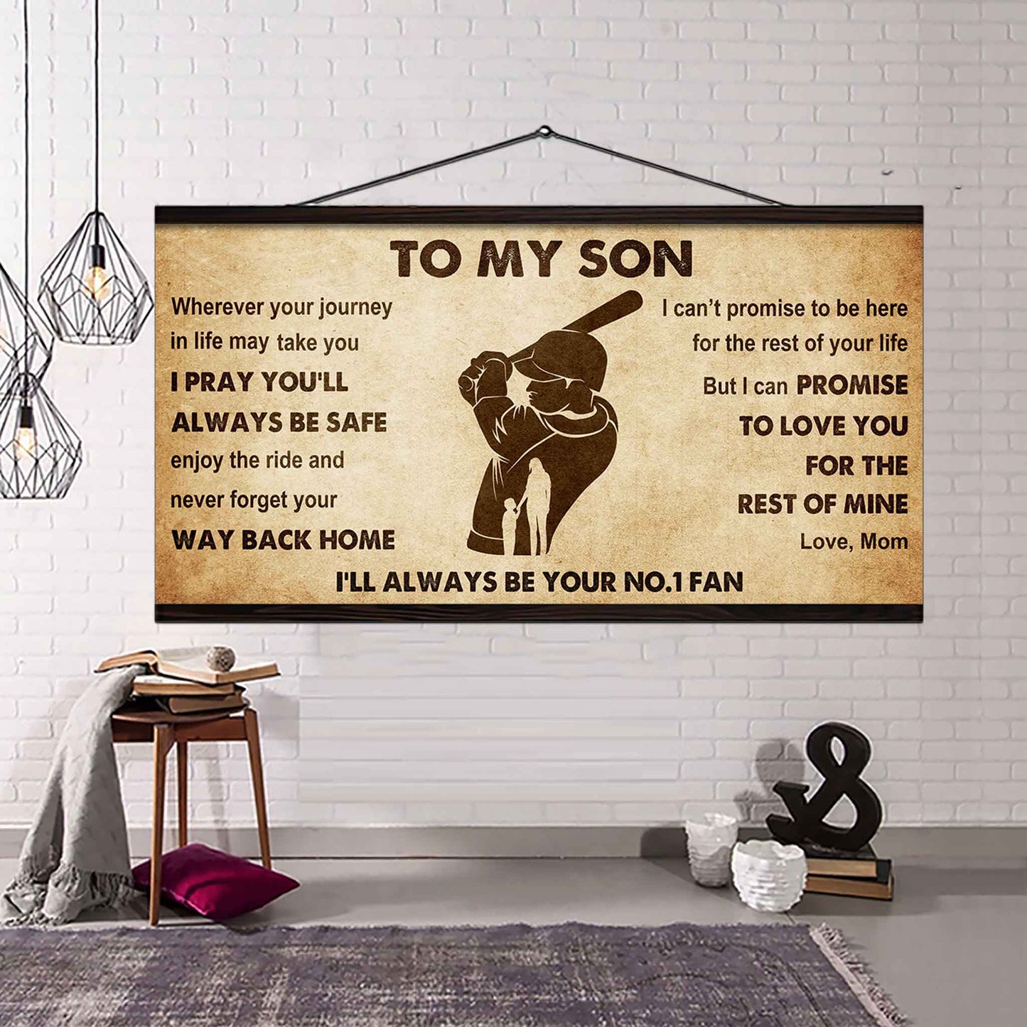 Personalized Sport Poster Canvas I'll Be Your No 1 Fan Mom To Son - Never Forget Your Way Back Home