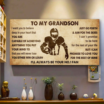 Personalized Sport Poster Canvas I'll Be Your No 1 Fan Grandma To Grandson - You Will Never Lose You Either Win Or Learn