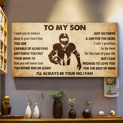 Personalized Sport Poster Canvas I'll Be Your No 1 Fan Mom To Son - You Will Never Losse You Either Win Or Learn