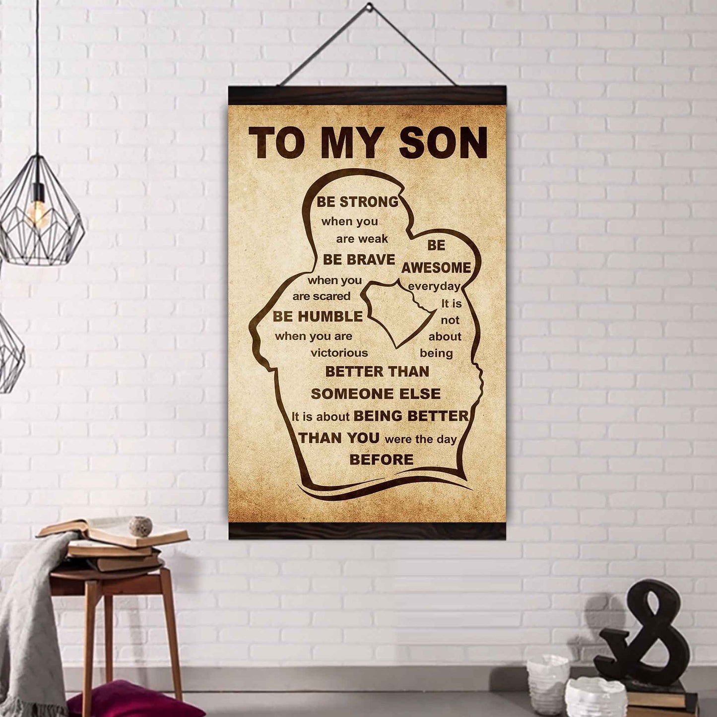 Personalized Family Poster Canvas Be Strong When You Are Weak Be Badass Everyday To My Son Gift From Dad With Motivational Message Quotes