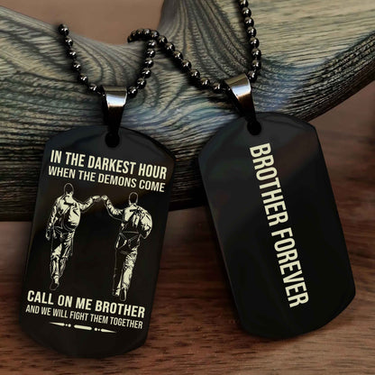 Soldier Customizable engraved black dog tag double sided gift from brother, brother forevers