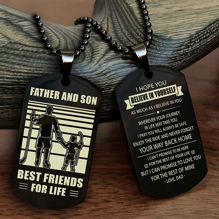 Knight Templar Personalized Double Sided Dog Tag Black To My Son I Love You - Enjoy The Ride And Never Forget Your Way Back Home From