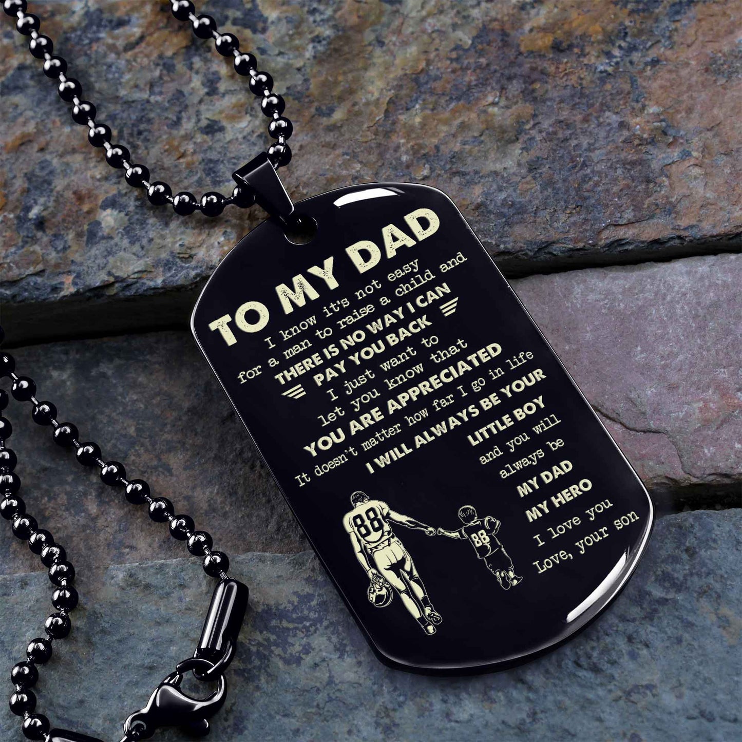Personalized DRB One Side Dog Tag To My Dad I Know It's Not Easy - I Will Always Be Your Little Boy Gift From Son To Dad Father's Day Gift
